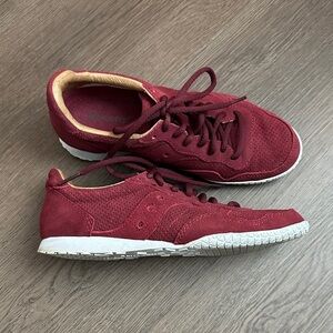 Saucony Crimson Suede Lace-Up Sneakers